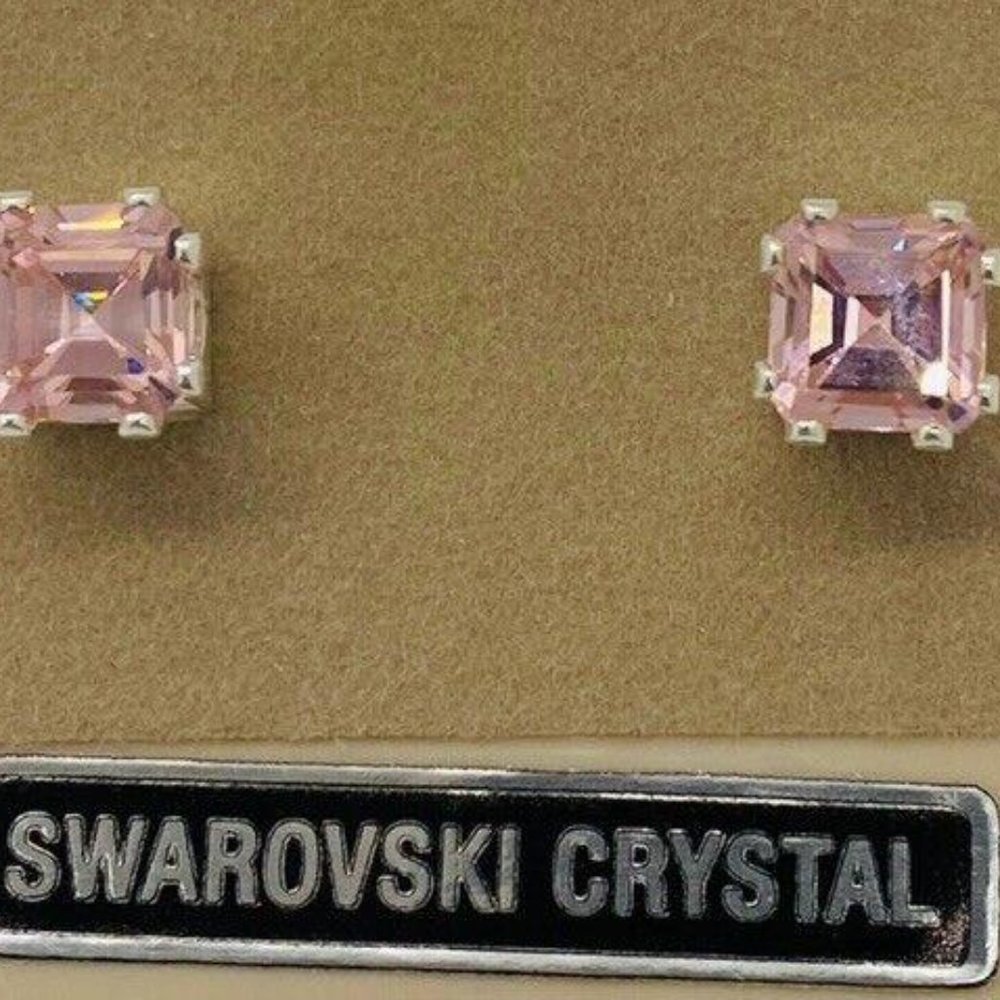 Ascher Cut Beautiful Pink Earrings Made with Swarovski Crystals. NWOT - Picture 2 of 2